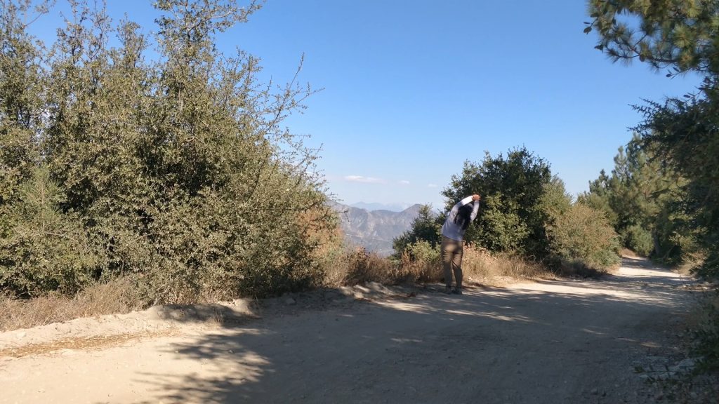 stretching by body before the descent